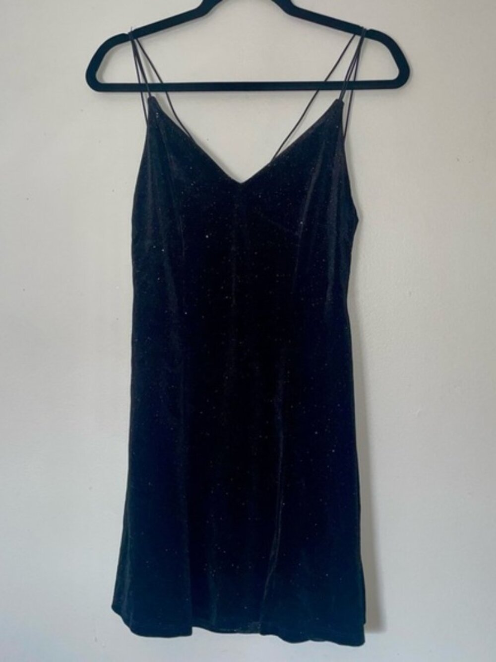 Sparkly Black Velvet Mini Dress